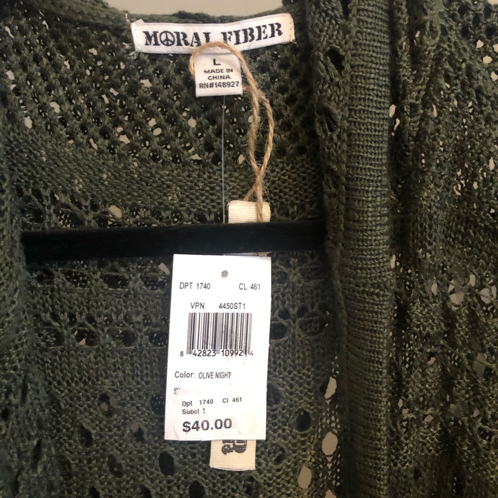Moral fiber knit sweater. New with tags.